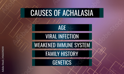  causes of Achalasia. Vector illustration for medical journal or brochure. photo