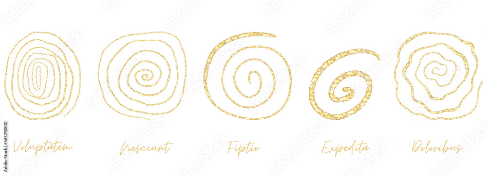 Gold outline doodle art spiral swirl Gold outline doodle art spiral swirl