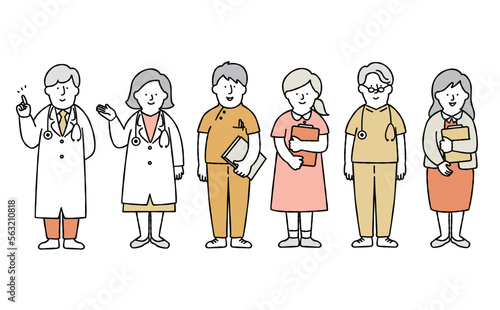 医療従事者・福祉の人物セット 全身 イエロー