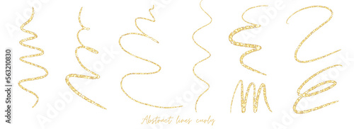 Gold outline doodle art curly line