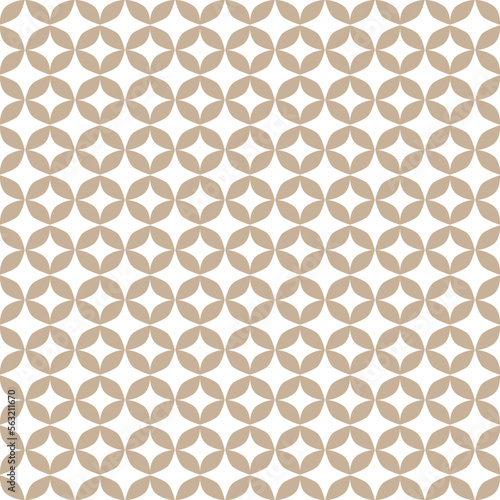 Beige mod quatrefoil vector seamless pattern background. White and beige Moroccan lattice print. repeating pattern tile included.