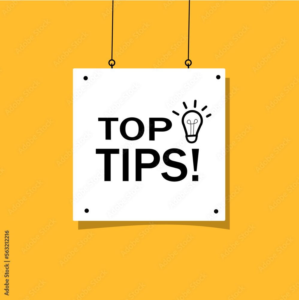 Top tips. Hanging banner template poster design. Education concept ...