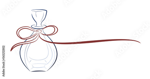 The blue perfume bottle symbol with red bow.