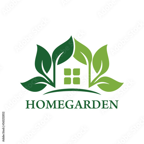 Home garden vector logo template. This design use leaf symbol. Suitable for business.