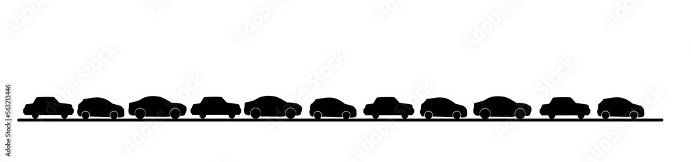 Heavy traffic jam icon on transparent background. Heavy cars traffic ...