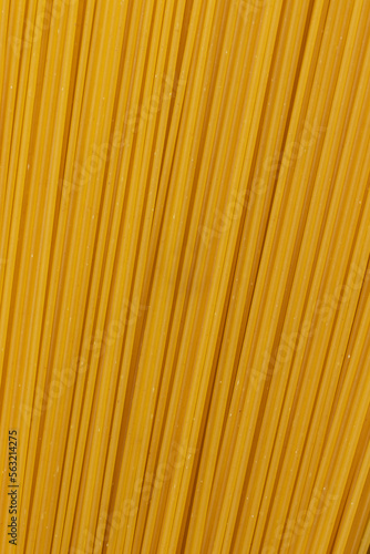 Dry Italian spaghetti. Top view.