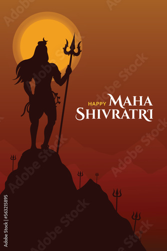 Happy Maha Shivratri Lord Shankar with Trishul & Damru 