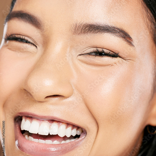 Tablou pe pânză Closeup, woman and studio portrait with skincare, makeup or natural aesthetic for healthy face cosmetic