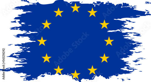 EU flag grunge brush color image vector