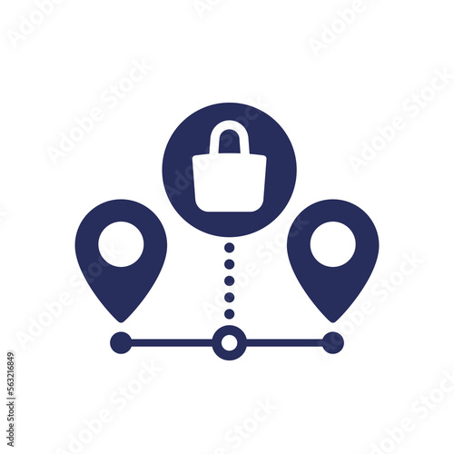 grocery delivery icon with shopping bag, vector
