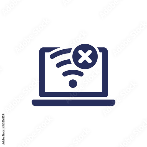 no wi-fi connection icon with a laptop on white