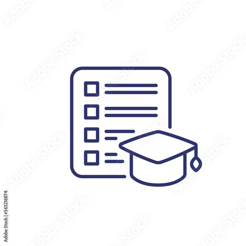 online education line icon, select topics, learning areas