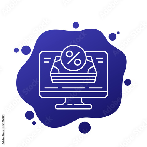 online loan line icon, money and banking vector