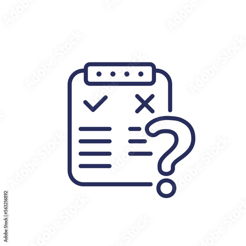 Pros and cons list line icon on white