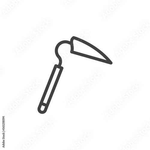 Grub hoe with line style icon.