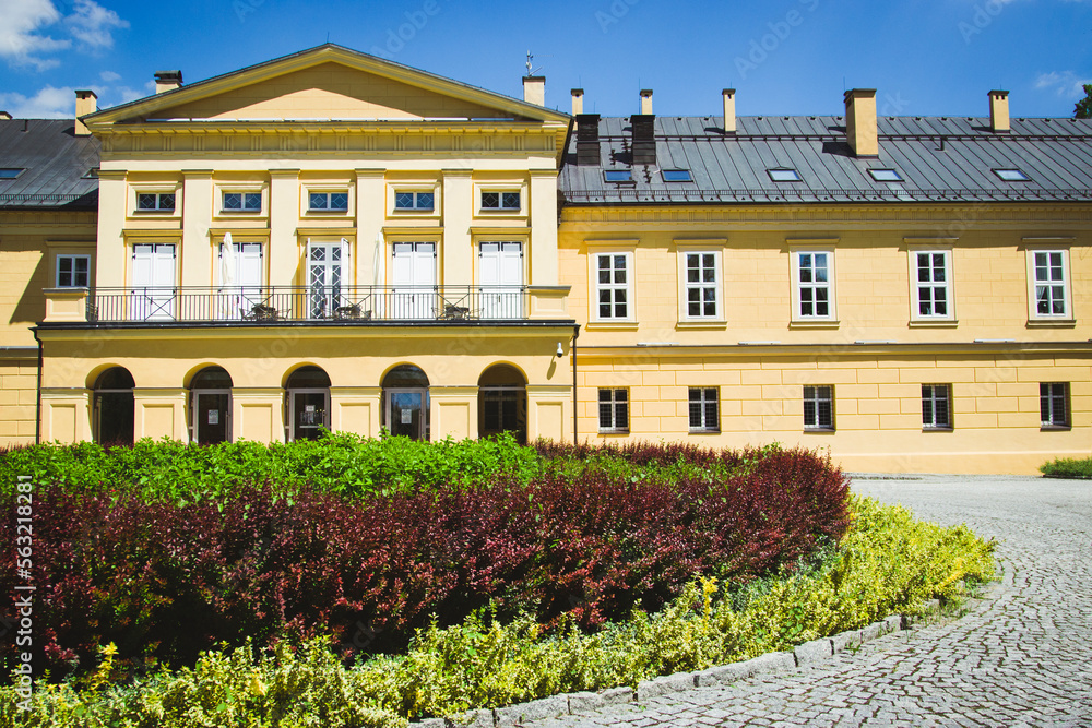 Fototapeta premium Park and palace in Koszecin in Poland. Silesia region of Poland