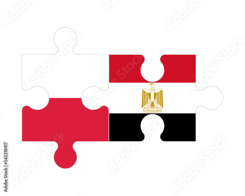 Puzzle of flags of Poland and Egypt, vector