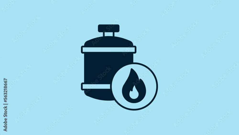 Blue Propane gas tank icon isolated on blue background. Flammable gas tank icon. 4K Video motion graphic animation Blue Propane gas tank icon isolated on blue background. Flammable gas tank icon. 4K Video motion graphic animation