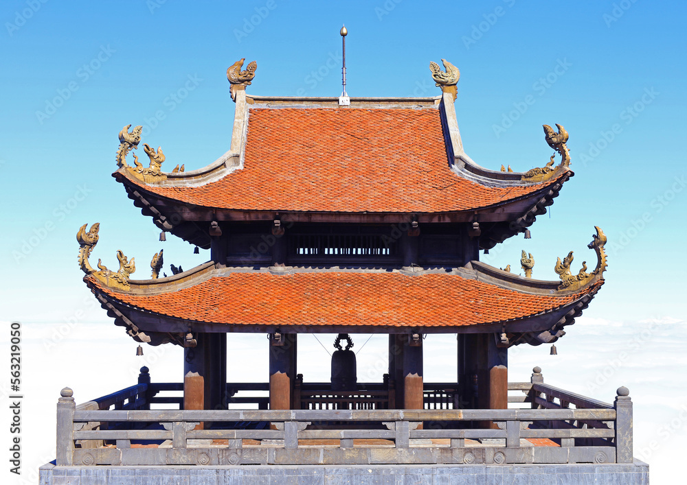 Pagoda at the top of Fansipan mountain, Sapa region, Lao Cai, Vietnam.