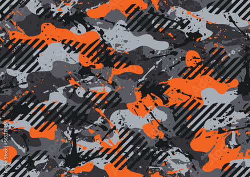 Grunge camouflage texture seamless pattern. Abstract modern endless military camo background for fabric and fashion textile print. Vector illustration.