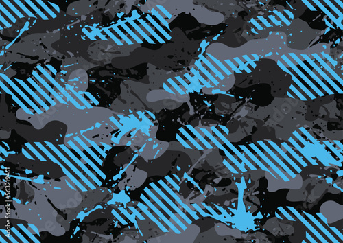 Grunge camouflage texture seamless pattern. Abstract modern endless military camo background for fabric and fashion textile print. Vector illustration.