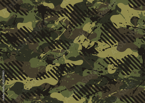 Grunge camouflage texture seamless pattern. Abstract modern endless military camo background for fabric and fashion textile print. Vector illustration.