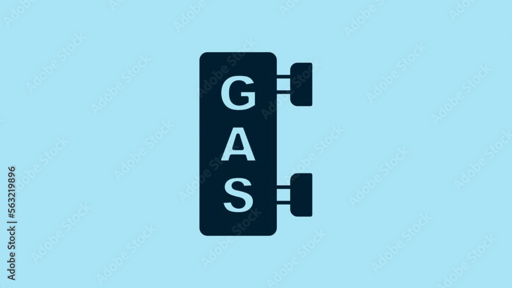 Blue Gas filling station icon isolated on blue background. Transport related service building Gasoline and oil station. 4K Video motion graphic animation Blue Gas filling station icon isolated on blue background. Transport related service building Gasoline and oil station. 4K Video motion graphic animation