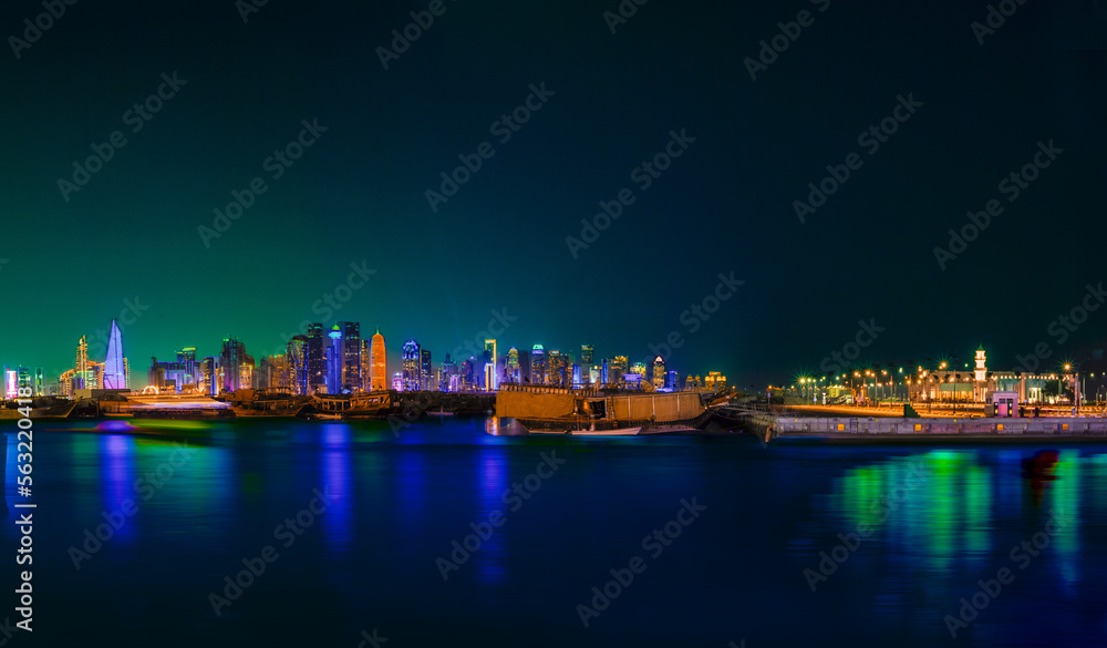 Doha Downtown city skyline at night
