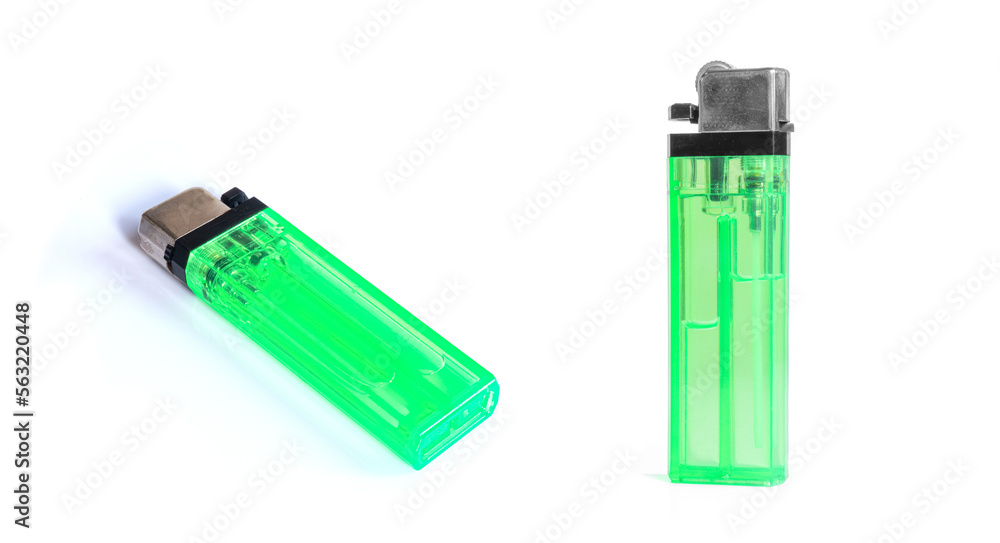 green lighter isolated on white background green lighter isolated on white background