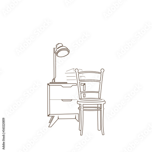 furniture and interiors line art logo
