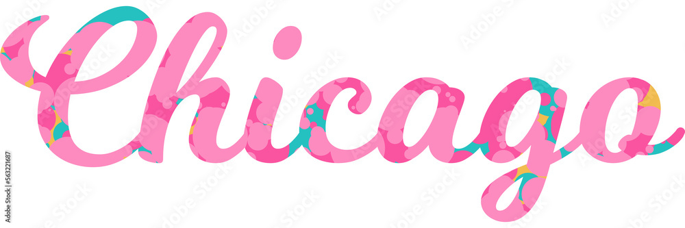 Chicago caligraphic typographic poster. T-shirt tourism Design. Template for poster, print, banner, flyer. Concept for print production. Chicago caligraphic typographic poster. T-shirt tourism Design. Template for poster, print, banner, flyer. Concept for print production.