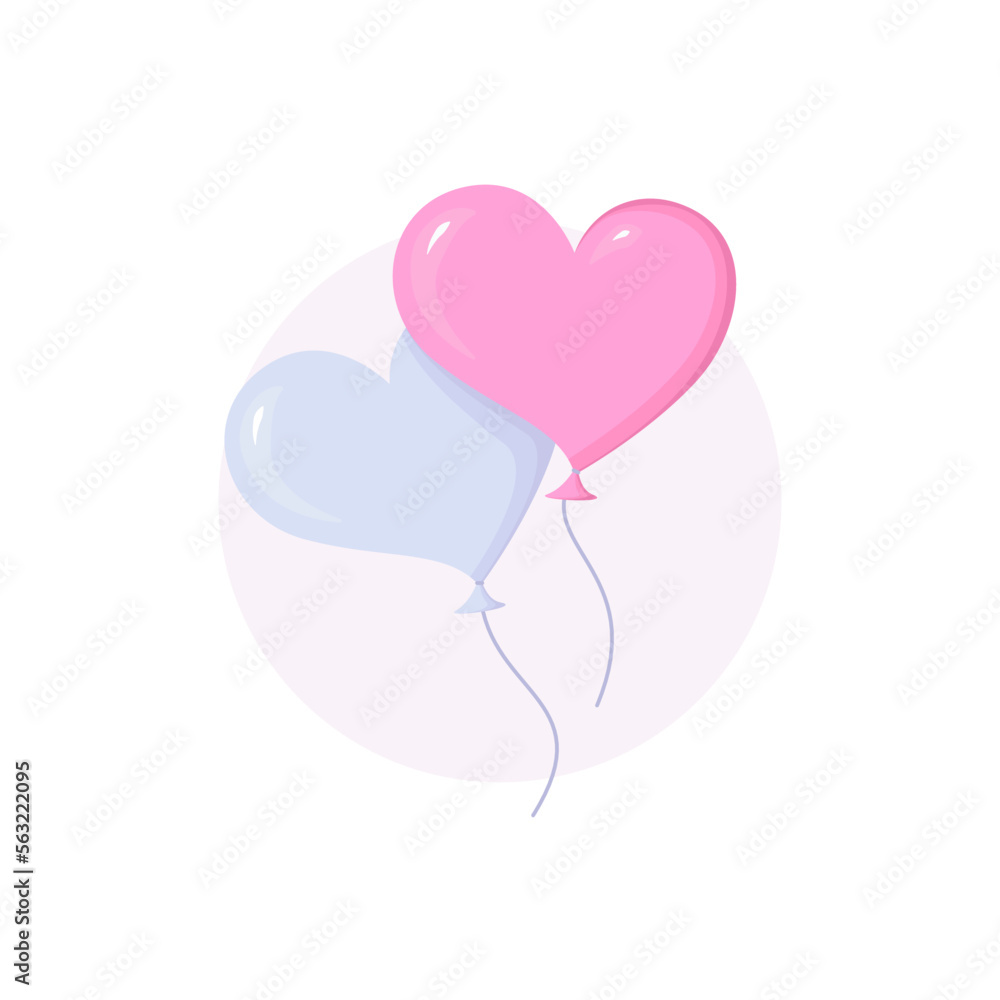 two balloons in cartoon style on a gray circle background