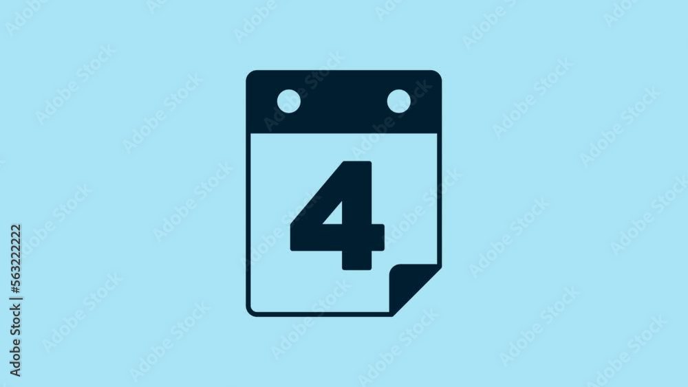 Blue Day calendar with date July 4 icon isolated on blue background. USA Independence Day. 4th of July. 4K Video motion graphic animation Blue Day calendar with date July 4 icon isolated on blue background. USA Independence Day. 4th of July. 4K Video motion graphic animation