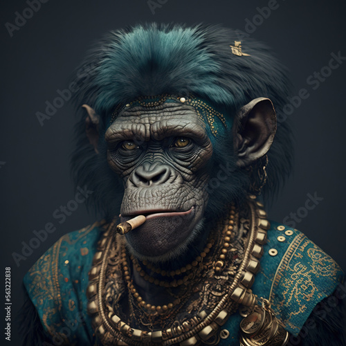 An aristocratic Monkey created with Generative AI technology © Dawid