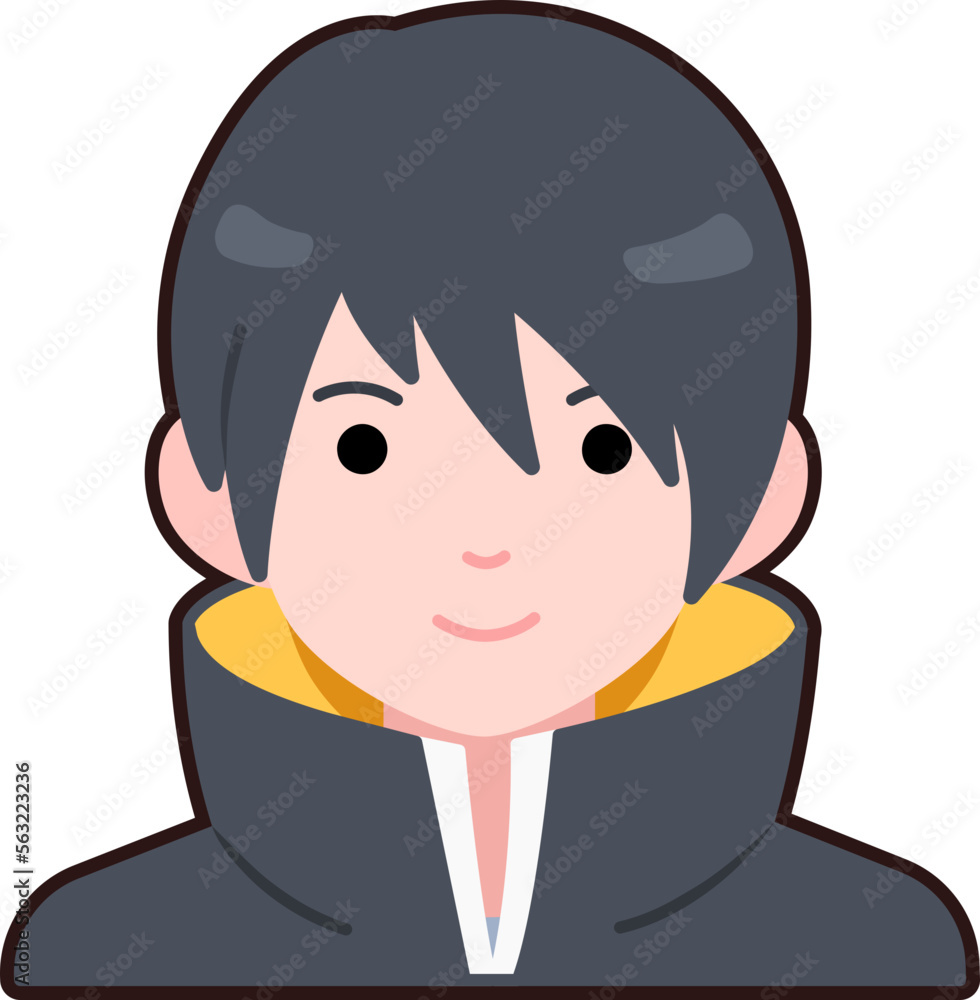 Cover clothes man boy avatar User person people cute Flat Sticker Black Style Cover clothes man boy avatar User person people cute Flat Sticker Black Style