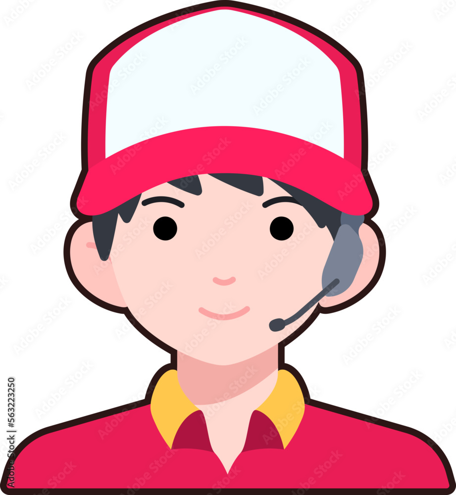 Delivery man shipping boy avatar User person people service Flat Sticker Black Style Delivery man shipping boy avatar User person people service Flat Sticker Black Style