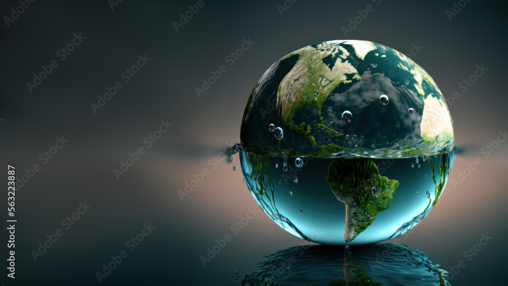 World water day graphic design generative ai background with copy space. Concept of eco life or save the world.
