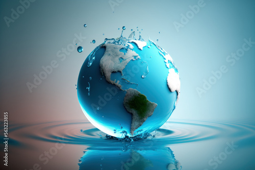 World water day graphic design generative ai background with copy space. Concept of eco life or save the world.