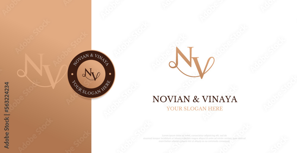Wedding Logo Initial NV Logo Design Vector