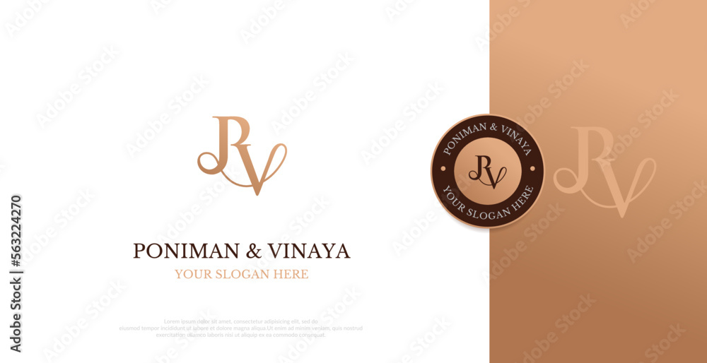 Wedding Logo Initial PV Logo Design Vector