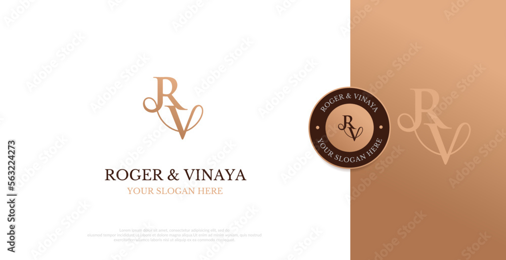 Wedding Logo Initial RV Logo Design Vector