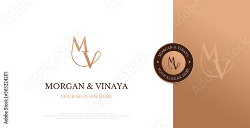 Wedding Logo Initial MV Logo Design Vector