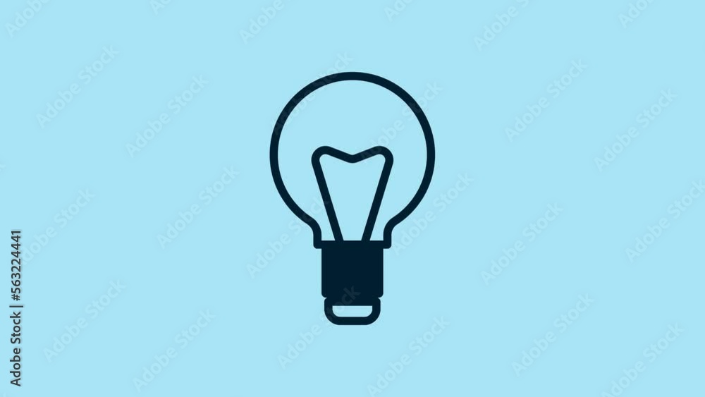 Blue Light bulb with concept of idea icon isolated on blue background. Energy and idea symbol. Inspiration concept. 4K Video motion graphic animation Blue Light bulb with concept of idea icon isolated on blue background. Energy and idea symbol. Inspiration concept. 4K Video motion graphic animation