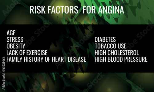 Risk factors  for Angina. Vector illustration for medical journal or brochure.