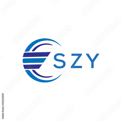 SZY letter logo. SZY blue image on white background. SZY vector logo design for entrepreneur and business. SZY best icon.	
 photo