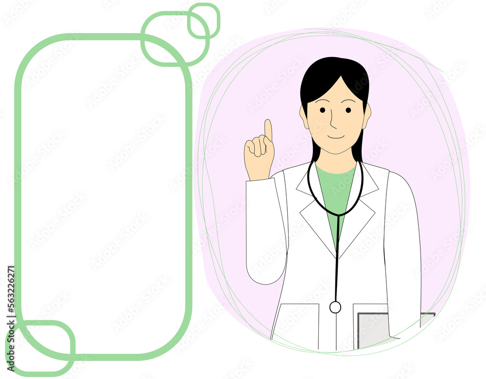 A female doctor, veterinarian giving a piece of advice with speech balloon A female doctor, veterinarian giving a piece of advice with speech balloon