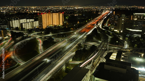 Highway interchange in Osaka city Japan at night