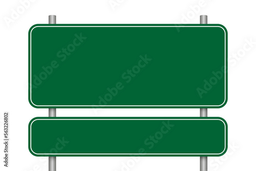 Blank green road sign isolated and transparent. Write your text on the board.