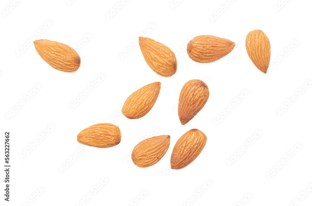 Almond nuts isolated on white background. Almond nuts isolated on white background.