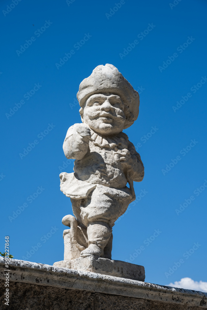 Nano Dwarf Stone Sculpture Statue at the Villa Valmarana ai Nani in Vicenza, Veneto, Italy